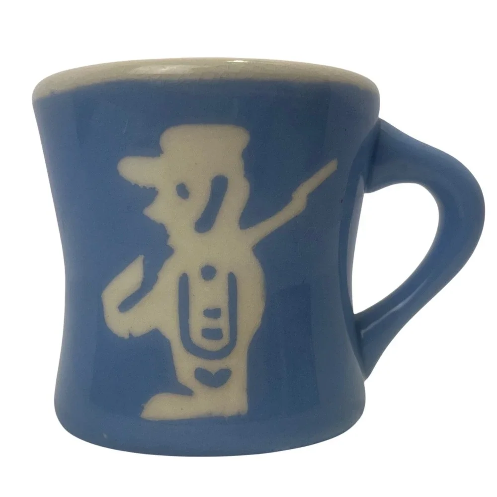 VTG Harker Potter Blue Cameo Ware White Silhouette Elephant Soldier Child 's Cup